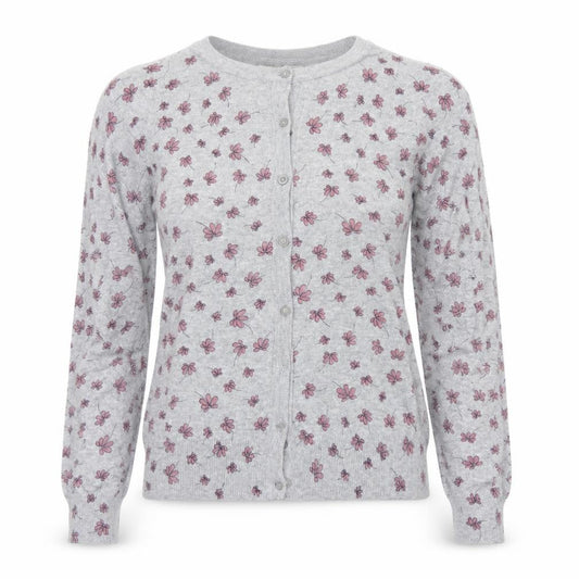 Atmosphere Womens Grey Floral Knit Cardigan Jumper Size 4