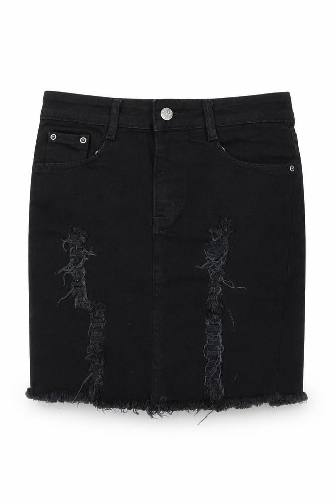 Oromiss Womens Black  Denim Straight & Pencil Skirt Size 30 in