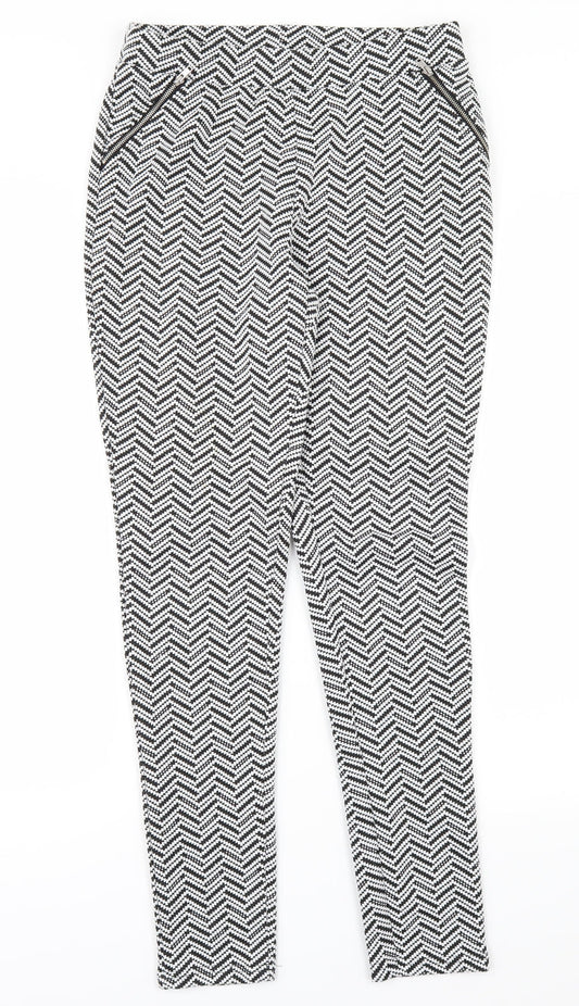 Atmosphere Womens Black Herringbone  Trousers  Size 8 L29 in