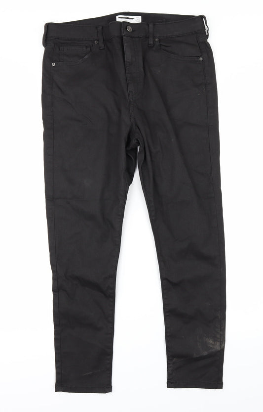 Preworn Womens Black  Denim Straight Jeans Size 34 in L30 in