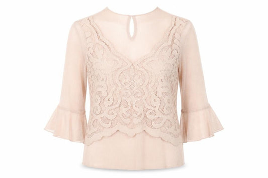 River Island Womens Pink Polka Dot Mesh Basic Blouse Size 8