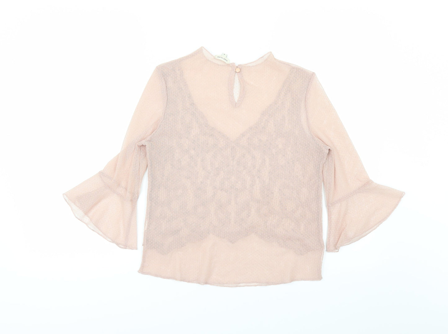 River Island Womens Pink Polka Dot Mesh Basic Blouse Size 8