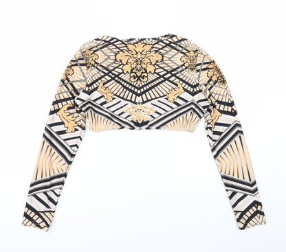 Back view of Preworn women’s brown geometric cropped blouse, size L