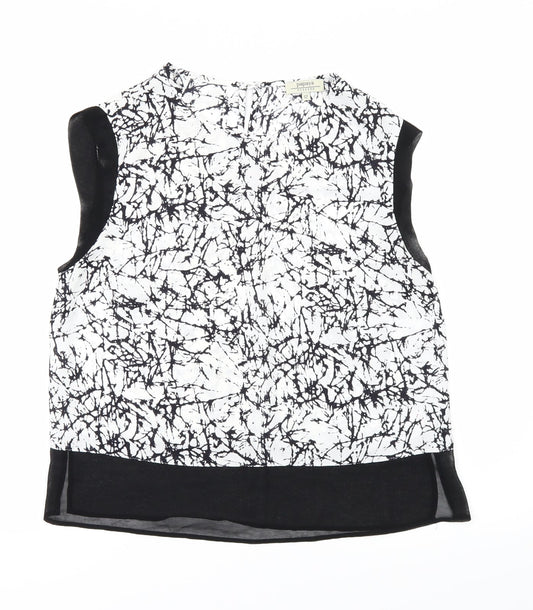 Papaya Womens White Geometric Chiffon Basic Blouse Size 12