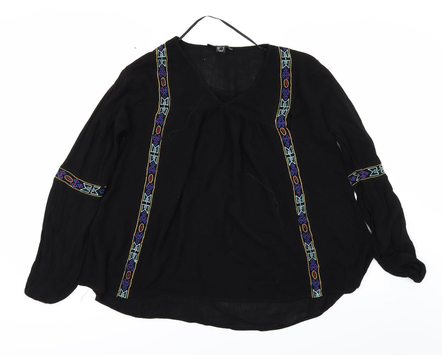 Atmosphere Womens Black Geometric  Basic Blouse Size 10