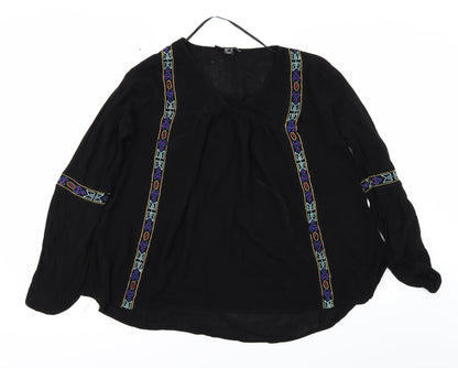 Front view of Atmosphere women’s black geometric basic blouse, size UK 10