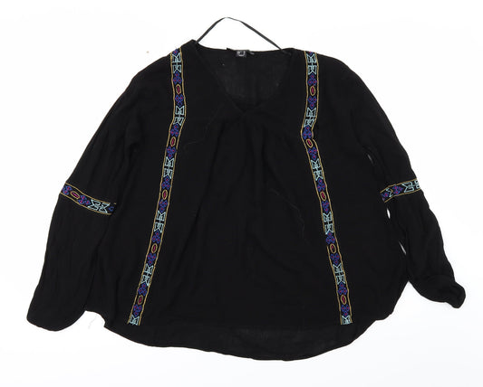 Atmosphere Womens Black Geometric  Basic Blouse Size 10