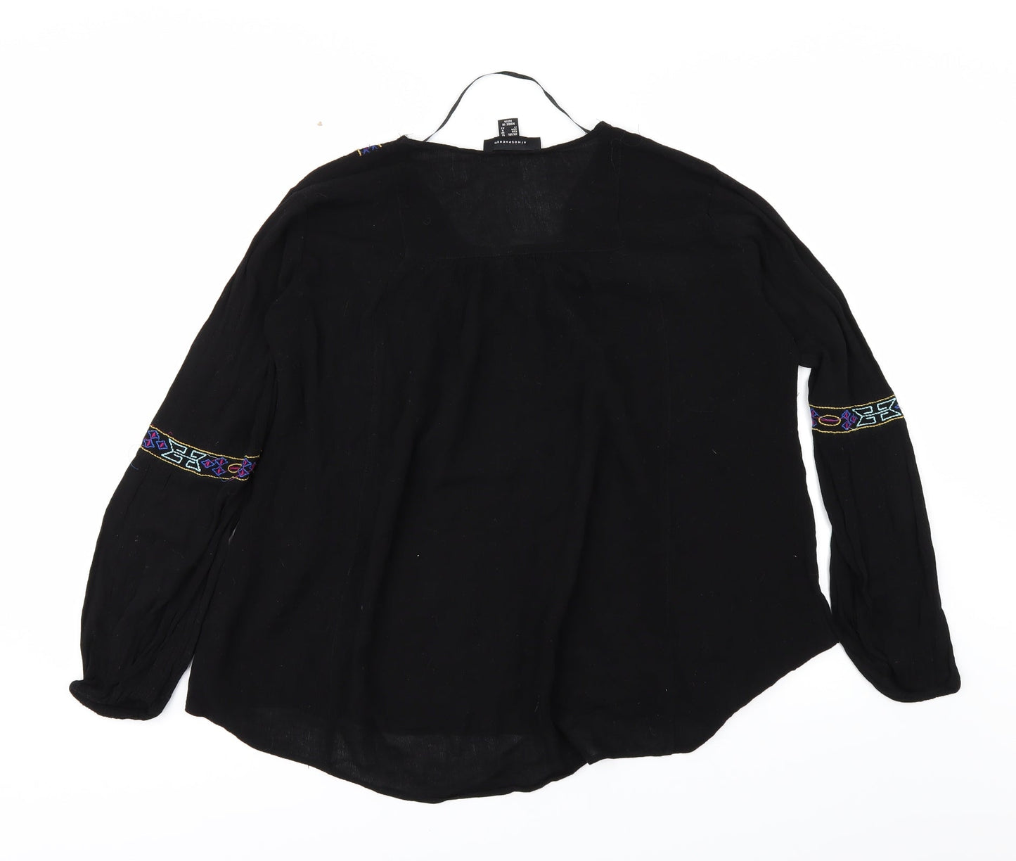 Atmosphere Womens Black Geometric  Basic Blouse Size 10
