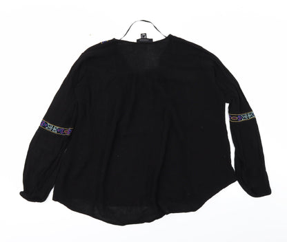 Back view of Atmosphere women’s black geometric basic blouse, size UK 10