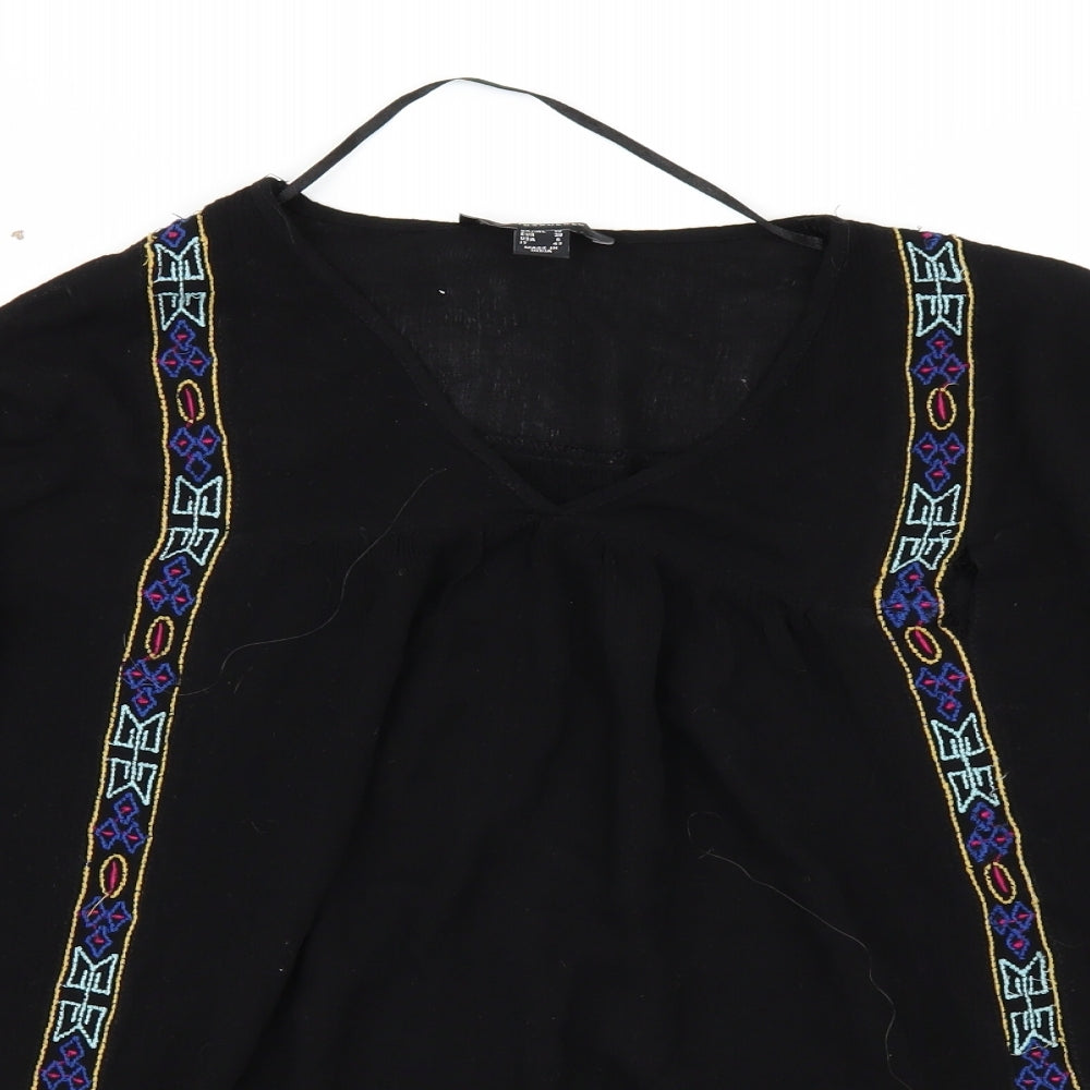 Atmosphere Womens Black Geometric  Basic Blouse Size 10