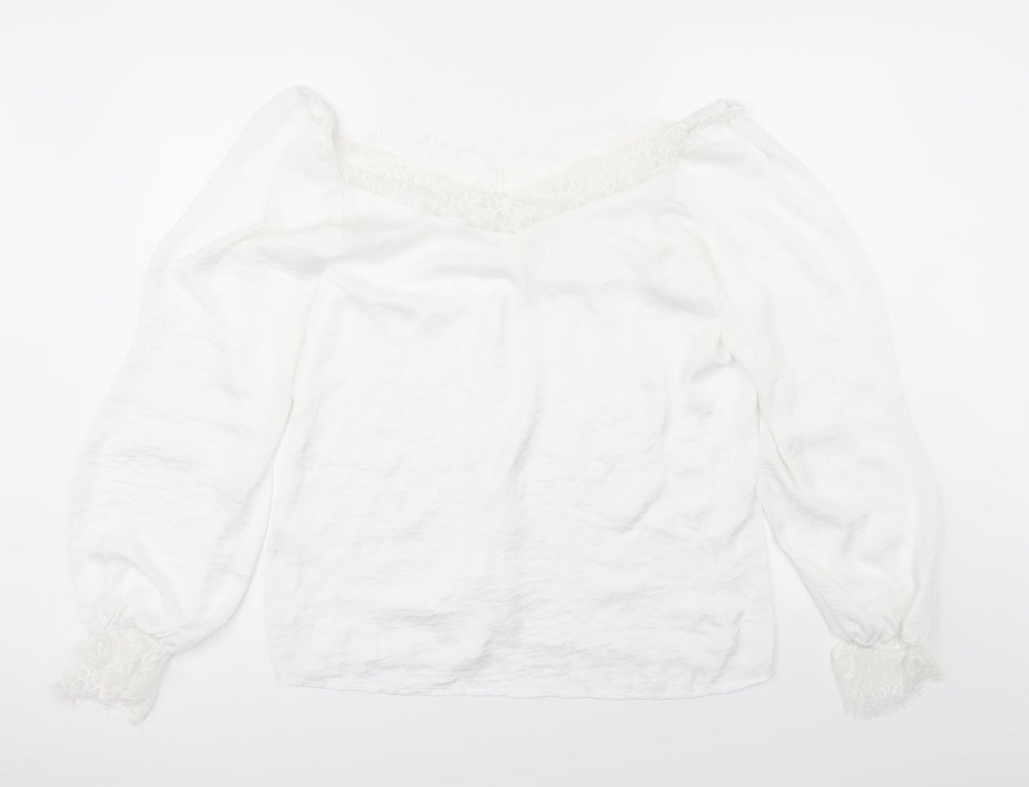Preworn Womens White   Basic Blouse Size L