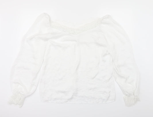 Preworn Womens White   Basic Blouse Size L