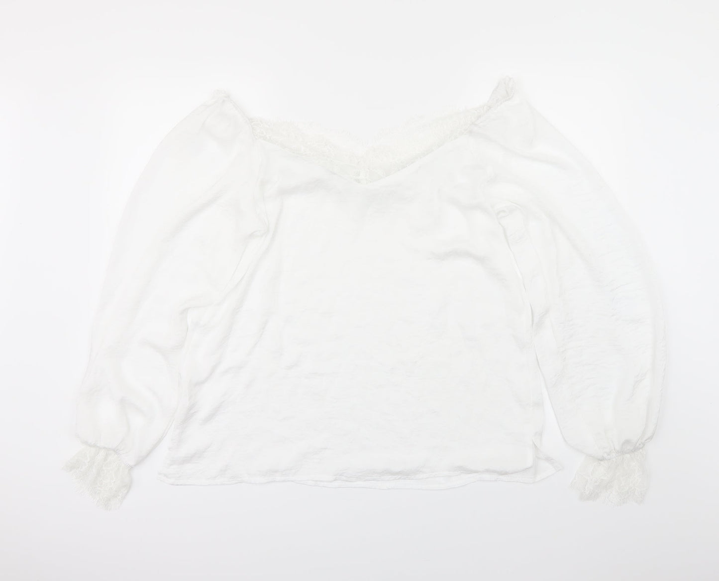 Preworn Womens White   Basic Blouse Size L