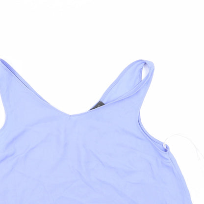 Close-up detail of Primark women’s purple satin basic tank, size UK 10