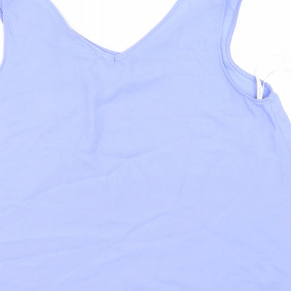 Brand and care label for Primark women’s purple satin basic tank, size UK 10