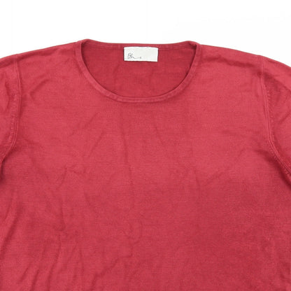 Close-up detail of BHS women’s red knit jumper, size UK 14