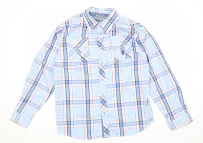 Additional front view of U.S. Polo Assn. men’s blue check button-up, size S