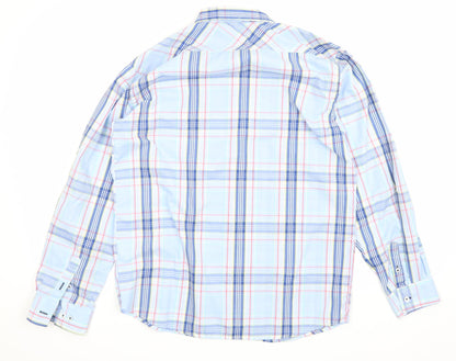 Back view of U.S. Polo Assn. men’s blue check button-up, size S