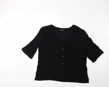 Additional front view of Evans women’s black basic blouse, size UK 16