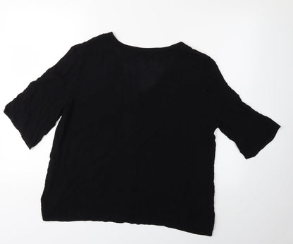 Back view of Evans women’s black basic blouse, size UK 16