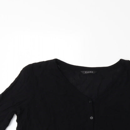 Close-up detail of Evans women’s black basic blouse, size UK 16