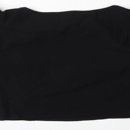 Brand and care label for Atmosphere women’s black basic blouse, size UK 14