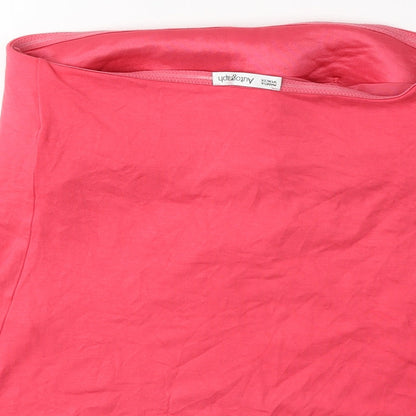 Brand and care label for Marks & Spencer women’s pink basic tank, size UK 12