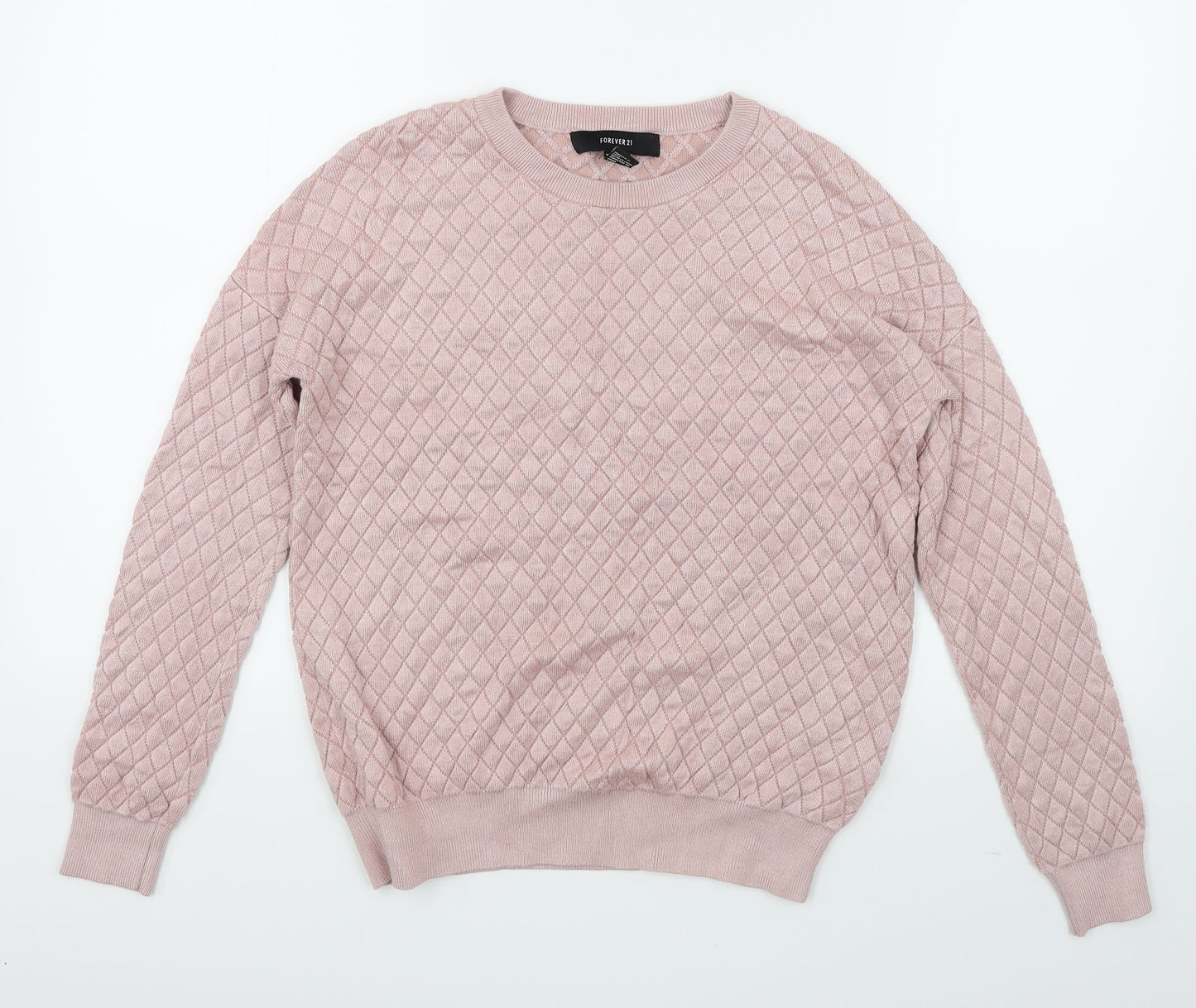 FOREVER 21 Womens Pink Argyle/Diamond  Pullover Jumper Size S