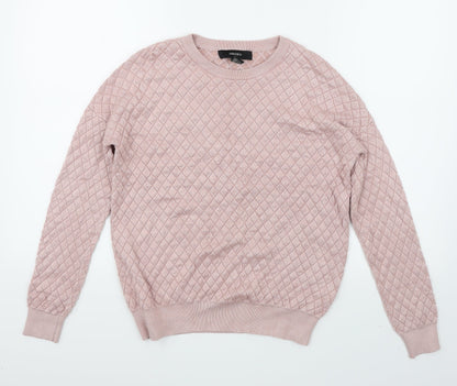 Front view of Forever 21 women’s pink argyle/diamond jumper, size S
