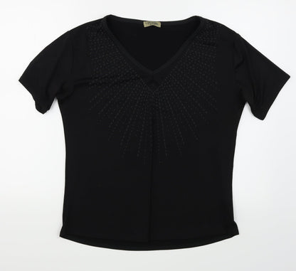 Front view of Etien women’s black basic blouse, size L