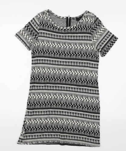 Front view of Atmosphere women’s black striped bodycon, size UK 10