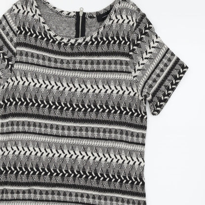 Close-up detail of Atmosphere women’s black striped bodycon, size UK 10