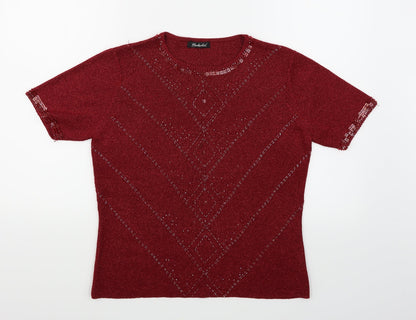 Additional front view of Berkerlex women’s red basic t-shirt, size UK 14