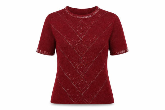 Front view of Berkerlex women’s red basic t-shirt, size UK 14