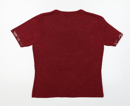 Back view of Berkerlex women’s red basic t-shirt, size UK 14