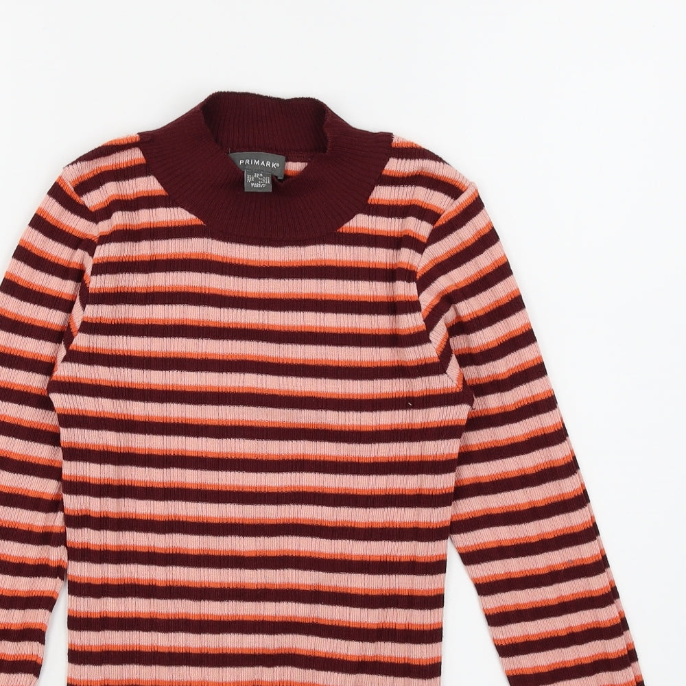 Primark Womens Orange Striped  Pullover Jumper Size 4