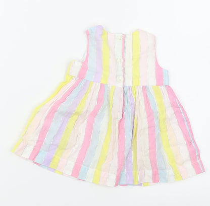 Back view of Bluezoo girls’ pink striped trapeze & swing, size 0-3, months