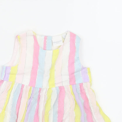 Close-up detail of Bluezoo girls’ pink striped trapeze & swing, size 0-3, months