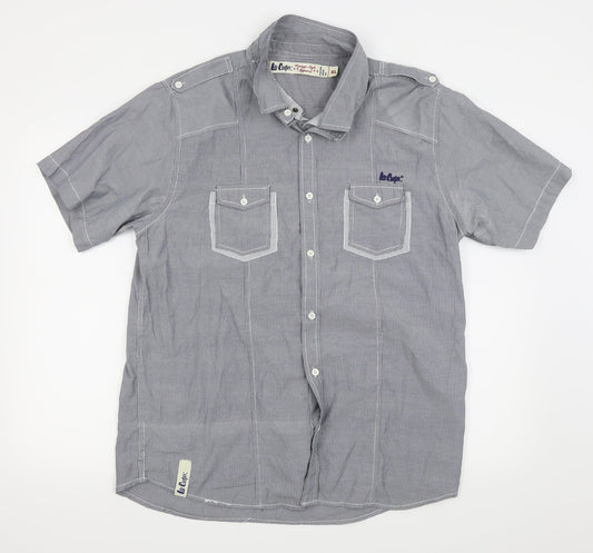 le cooper Mens Grey Striped   Button-Up Size XL