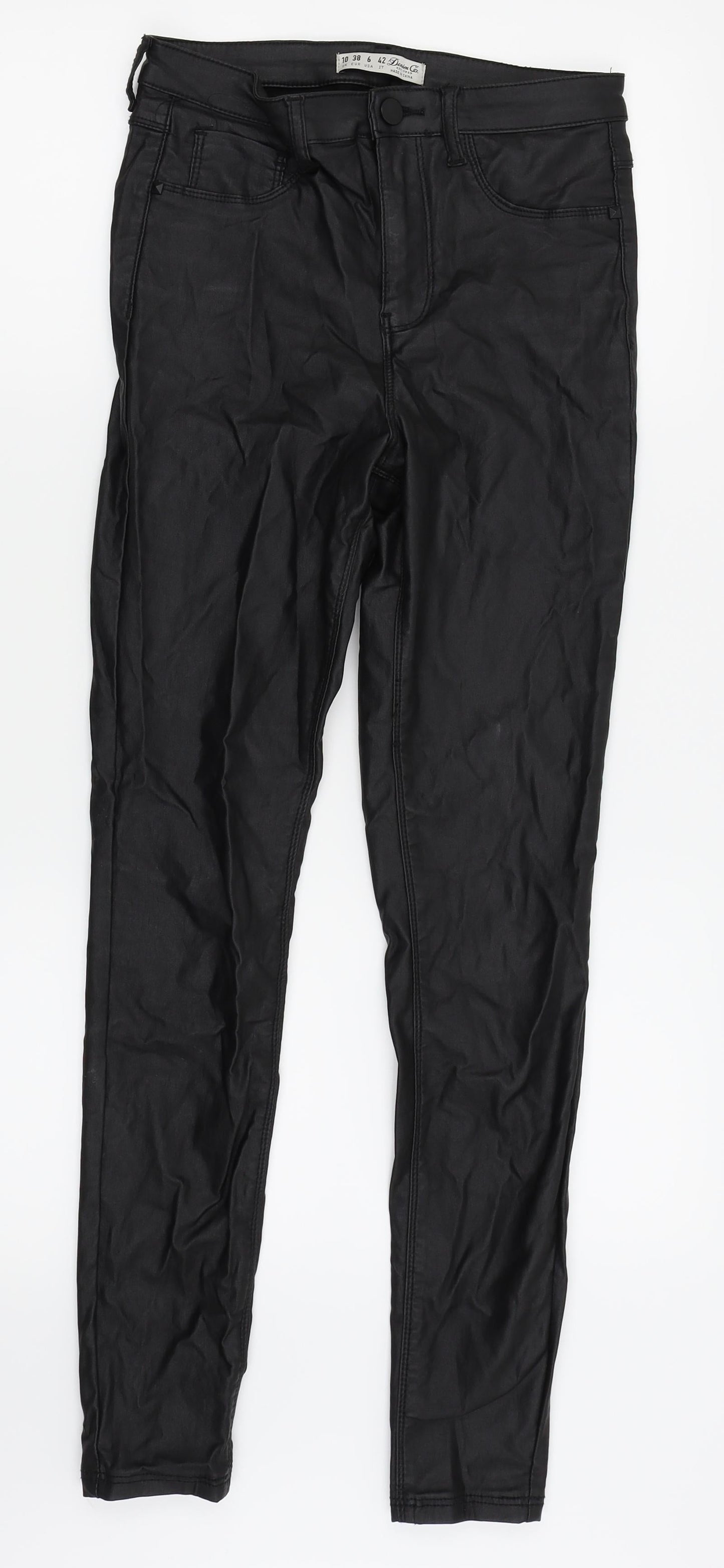 denim and co Womens Black Houndstooth  Skinny Jeans Size 10 L27 in - leather jeans