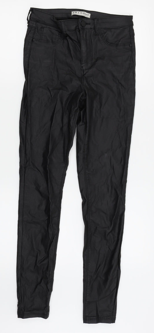 denim and co Womens Black Houndstooth  Skinny Jeans Size 10 L27 in - leather jeans
