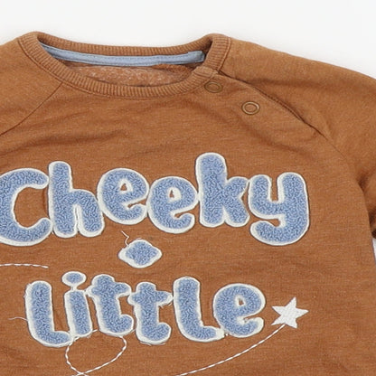 Close-up detail of Asda George boys’ brown jumper, size 12-18, months