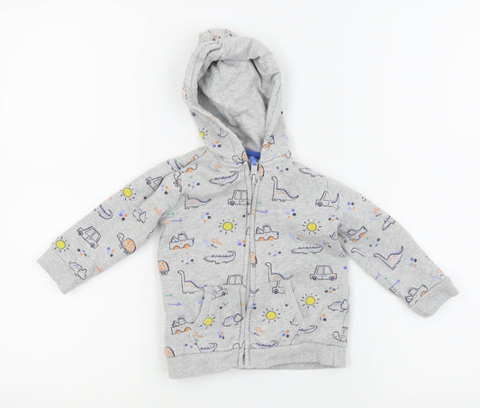 Asda George  Grey Animal Print  Full Zip Jumper Size 9-12 Months