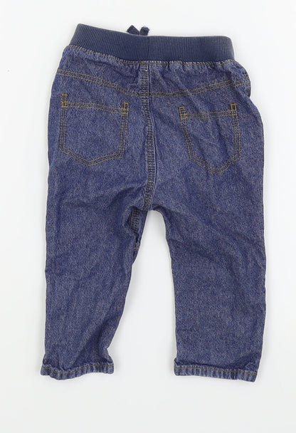 Back view of Asda George boys’ blue jogger trousers, size 9-12, months