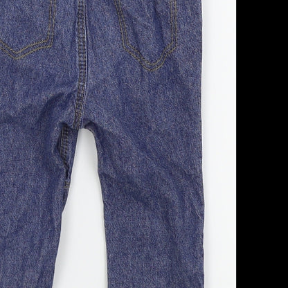 Brand and care label for Asda George boys’ blue jogger trousers, size 9-12, months