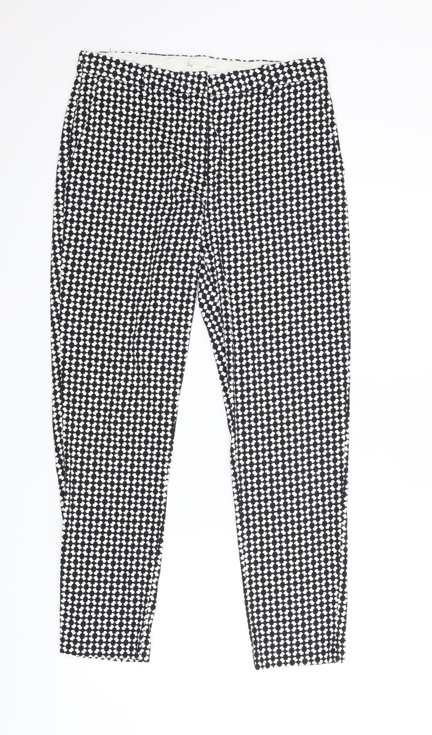 H&M Womens Black Houndstooth  Carrot Trousers Size 8 L25.5 in
