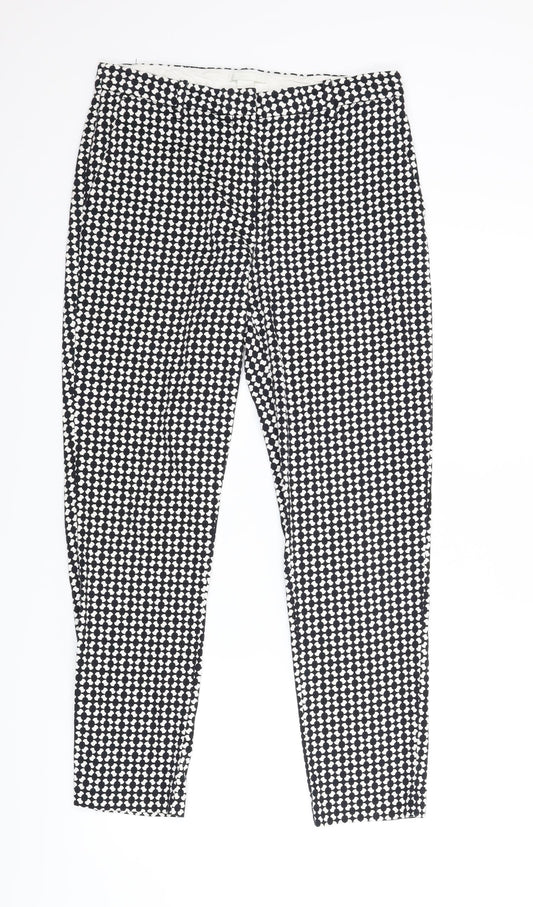 H&M Womens Black Houndstooth  Carrot Trousers Size 8 L25.5 in