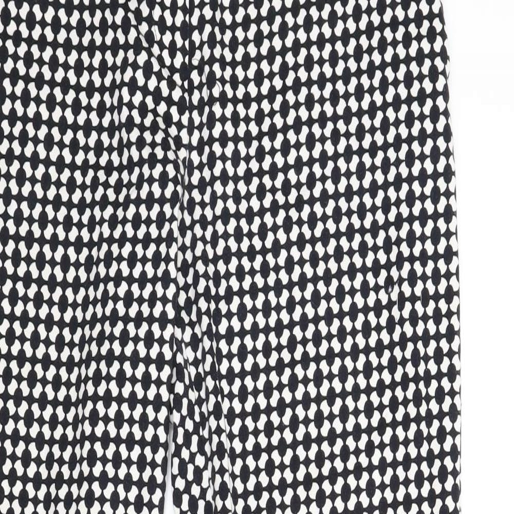 H&M Womens Black Houndstooth  Carrot Trousers Size 8 L25.5 in