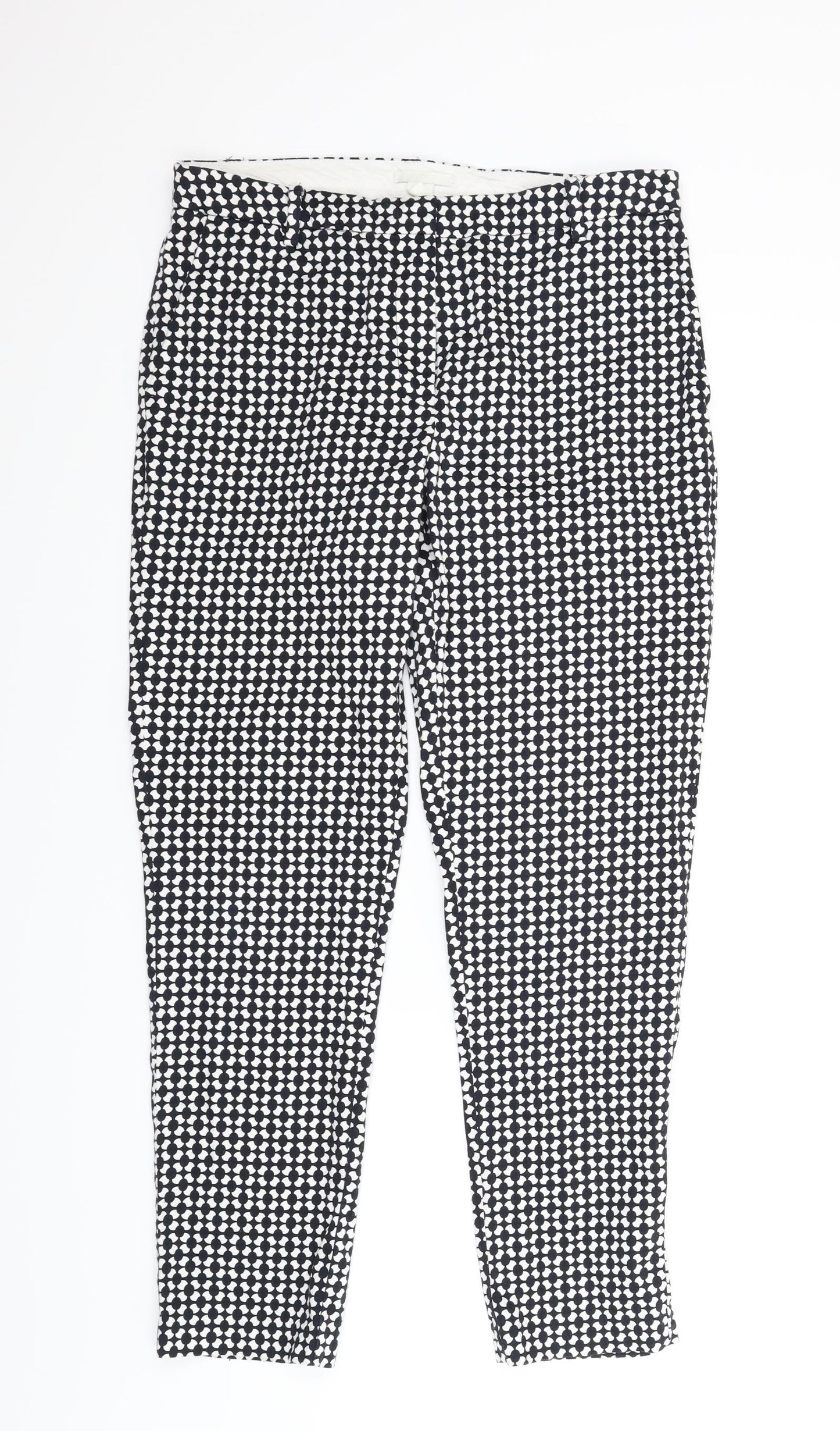 H&M Womens Black Houndstooth  Carrot Trousers Size 8 L25.5 in