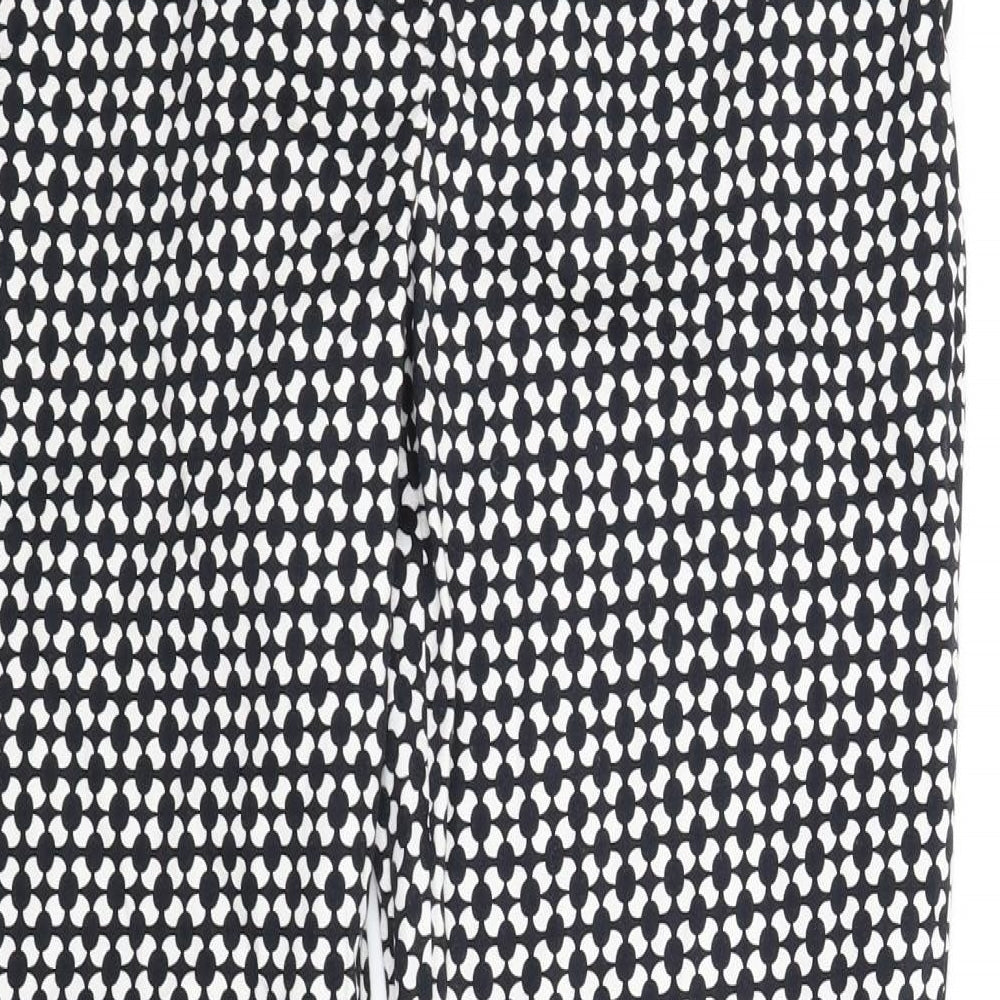 H&M Womens Black Houndstooth  Carrot Trousers Size 8 L25.5 in